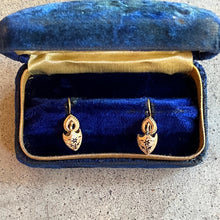 Load image into Gallery viewer, c. 1890s Taille d'Epargne Forget Me Not Earrings