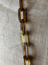Load image into Gallery viewer, c. 1890s Faux Tortoise Shell Slide Locket + Chain
