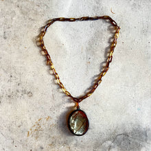 Load image into Gallery viewer, c. 1890s Faux Tortoise Shell Slide Locket + Chain