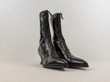 Load image into Gallery viewer, 1920s Black Lace Up Louis Heel Boots | Approx Sz 6.5-7