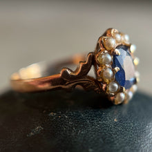 Load image into Gallery viewer, c. 1890s-1900s 12k Gold Sapphire Pearl Ring