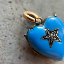 Load image into Gallery viewer, c. 1870s-1880s Blue Enamel Heart Locket