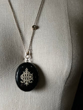 Load image into Gallery viewer, RESERVED c. 1870s-1880s Faceted Jet + Split Pearl AEI Locket