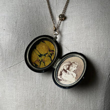 Load image into Gallery viewer, RESERVED c. 1870s-1880s Faceted Jet + Split Pearl AEI Locket