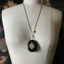 Load image into Gallery viewer, RESERVED c. 1870s-1880s Faceted Jet + Split Pearl AEI Locket
