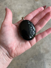 Load image into Gallery viewer, RESERVED c. 1870s-1880s Faceted Jet + Split Pearl AEI Locket