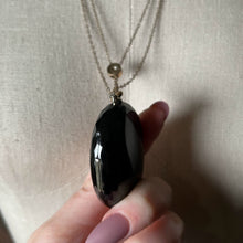 Load image into Gallery viewer, RESERVED c. 1870s-1880s Faceted Jet + Split Pearl AEI Locket