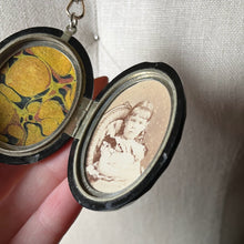 Load image into Gallery viewer, RESERVED c. 1870s-1880s Faceted Jet + Split Pearl AEI Locket
