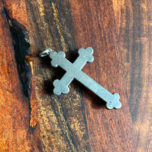 Load image into Gallery viewer, 19th c. Sterling Silver Scottish Granite + Gemstone Cross Pendant