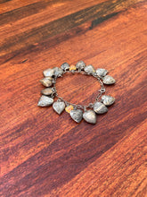 Load image into Gallery viewer, Sterling Silver Charm Bracelet with Edwardian + Victorian Puffy Hearts