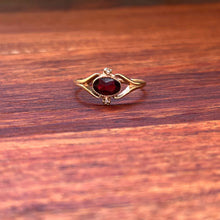 Load image into Gallery viewer, 19th c. 10k Gold Garnet + Sed Pearl Ring
