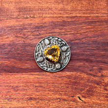 Load image into Gallery viewer, 1948 Sterling Silver Scottish Citrine Heart Brooch