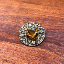 Load image into Gallery viewer, 1948 Sterling Silver Scottish Citrine Heart Brooch