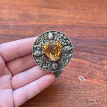 Load image into Gallery viewer, 1948 Sterling Silver Scottish Citrine Heart Brooch