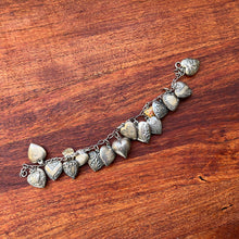 Load image into Gallery viewer, Sterling Silver Charm Bracelet with Edwardian + Victorian Puffy Hearts