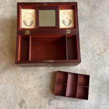 Load image into Gallery viewer, 1810s Wooden Jewelry Box with Mirror + Key