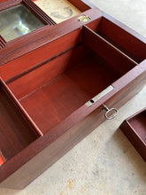 Load image into Gallery viewer, 1810s Wooden Jewelry Box with Mirror + Key