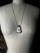 Load image into Gallery viewer, Art Deco Silver Guilloche Enamel Perfume Bottle Necklace