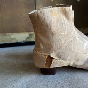 c. 1840s-1860s Moire Silk Side Lacing Boots