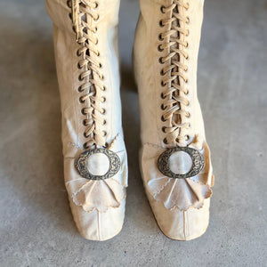 c. 1870 White Fabric Boots