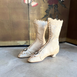 c. 1870 White Fabric Boots