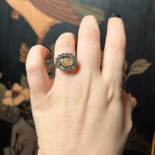 Load image into Gallery viewer, Early 19th c. Paste Stone + Woven Hair Conversion Ring