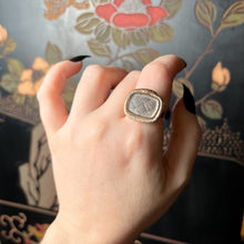 Load image into Gallery viewer, Early 19th c. Ouroboros Snake + Woven Hair Conversion Ring