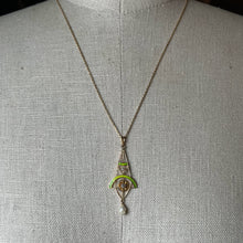 Load image into Gallery viewer, c. 1900s-1910s Plique a Jour Lavaliere Necklace