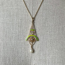 Load image into Gallery viewer, c. 1900s-1910s Plique a Jour Lavaliere Necklace