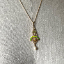 Load image into Gallery viewer, c. 1900s-1910s Plique a Jour Lavaliere Necklace