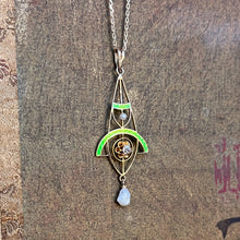 Load image into Gallery viewer, c. 1900s-1910s Plique a Jour Lavaliere Necklace