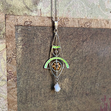 Load image into Gallery viewer, c. 1900s-1910s Plique a Jour Lavaliere Necklace