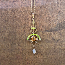 Load image into Gallery viewer, c. 1900s-1910s Plique a Jour Lavaliere Necklace