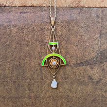 Load image into Gallery viewer, c. 1900s-1910s Plique a Jour Lavaliere Necklace