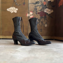 Load image into Gallery viewer, c. Late 1910s-1920s Black Lace Up Boots | Approx Sz 6.5-7
