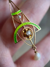 Load image into Gallery viewer, c. 1900s-1910s Plique a Jour Lavaliere Necklace