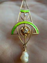 Load image into Gallery viewer, c. 1900s-1910s Plique a Jour Lavaliere Necklace
