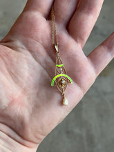 Load image into Gallery viewer, c. 1900s-1910s Plique a Jour Lavaliere Necklace