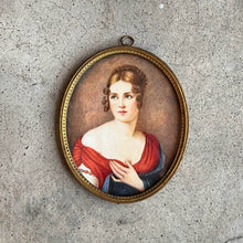Load image into Gallery viewer, c. 19th Century Portrait Miniature | Lady in Red | Signed