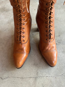 c. 1910s-1920s Tall Brown Boots | Approx Sz. 5-6