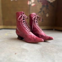 Load image into Gallery viewer, c. 1890s Raspberry Red Boots