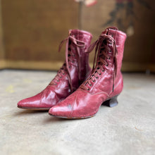 Load image into Gallery viewer, c. 1890s Raspberry Red Boots