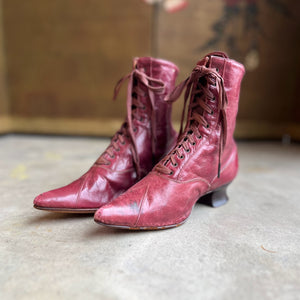 c. 1890s Raspberry Red Boots
