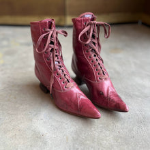 Load image into Gallery viewer, c. 1890s Raspberry Red Boots