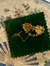Load image into Gallery viewer, c. 1900s 9k Gold Mizpah Double Heart Brooch