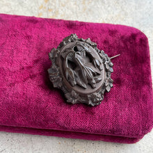 Load image into Gallery viewer, Mid 19th c. Gutta Percha Fuchsia Flower Brooch