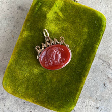 Load image into Gallery viewer, Turn of the Century Carnelian Glass Cameo Fob Pendant
