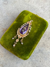 Load image into Gallery viewer, c. 1870s-1880s Rose of Sharon 14k Gold Amethyst Diamond Pendant
