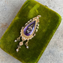 Load image into Gallery viewer, c. 1870s-1880s Rose of Sharon 14k Gold Amethyst Diamond Pendant