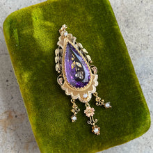 Load image into Gallery viewer, c. 1870s-1880s Rose of Sharon 14k Gold Amethyst Diamond Pendant